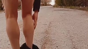 Caught ? Stripping on the road 
