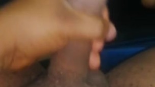 Watch my big black cock grow while I finger my ass