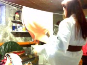 Your Italian giantess practices Karate in a cellar and crushes you under her dirty feet 6/16