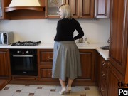 MATURE LADY SHOWS HER STOCKINGS AND A GARTERBELT 6/16