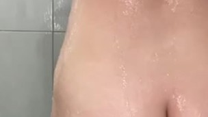 sexy fat ass PAWG with cute perky tits shower tease in slow motion