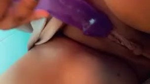 morning play with my purple dildo and tight hole 