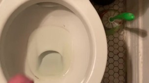 Long session pissing in toilet, on me, on hand, on pants, Moan & Jerk