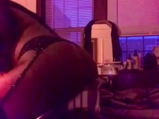 Cute ebony pillow humping