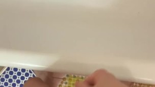 Guy Pissing In The Bath And Washing His Hands