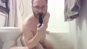 Gay boy ass play with small toy and showing off