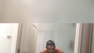 Sexiest man in work at fitness room came back to my place and took shower