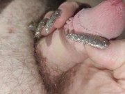 I spoiled his balls and then tortured his little cock with my Long nails *Close Up* 13/16