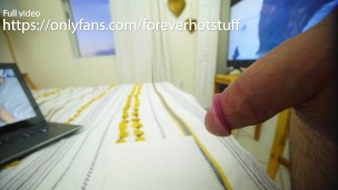 HD4k Guy Jerking off to porn and cums on the bed Trailer