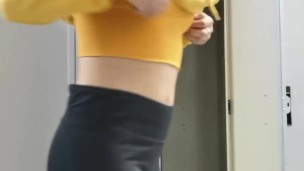 Horny Latina Strips Out Of Sweaty Gym Clothes In Public Gym