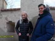 Super Horny Young Blonde Gets Double Teamed by 50-Year-Old & His Stepson 6/16