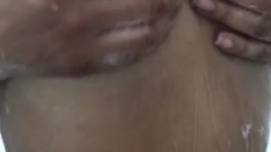 Drizzling soap on them titties shower fun