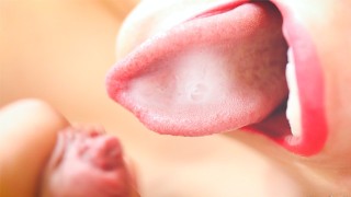 Slow deep sensual blowjob ends with cum on tongue and down throat ...