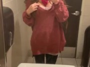 Flashing my perfect boobs at the bathroom of the gas station 1/16