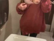 Flashing my perfect boobs at the bathroom of the gas station 16/16