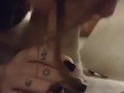 Pretty redhead takes huge load down throat 8/16