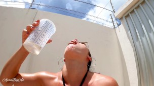 Drinking pee & cum swallow from my stepdaddy , in the garden of the house with sun summer 4k -short-