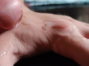 Close up cum in hand fetish