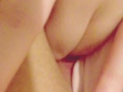 Close Up Rubbing and Playing with  Tight Juicy Pussy in Pink Thong