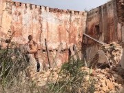 KINKY CHAIN FUCK - tied up, fucked & facialized in public (amateur couple Tanline Journey) 1/16