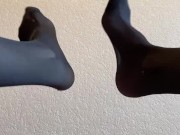 Sexy legs and feet in black nylon pantyhose 12/16