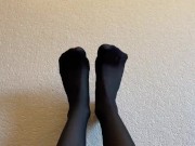 Sexy legs and feet in black nylon pantyhose 15/16