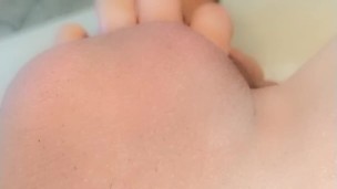 Twink shows his balls and soft uncut cock close up