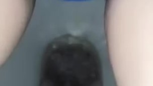 Peeing in my blue panties in the toilet