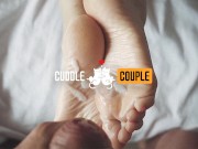 Cuddle Couple's footjob handjob cumpilation