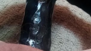 Cumming from this black dildo