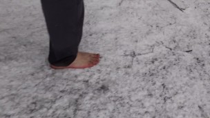 A walk barefoot in a muddy woods