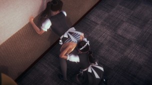 Lesbian Maid Lick Maid With Clothed Form Behind