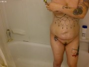 4K HD Candid Voyeur Shower play! Smoking Showering, Shaving Fingering pussy to cum in bathtub 14/16