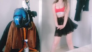 Cute and hot student dancing with a skirt