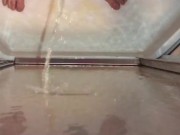 Foreskin Pissing and cumming in the shower