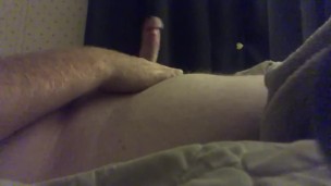  horny stroking my pierced shaved cock