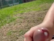 Girlfriend jerking me off in the backyard then I bust a huge load 12/16