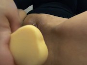 close up of a super lubricated shaved pussy