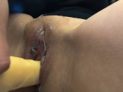 close up of a super lubricated shaved pussy 4/16