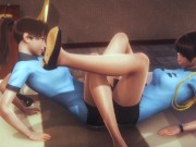 Two Security Lesbian Scissoring at Rest Room