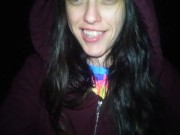 PinkMoonLust Hairy PeePee Girl Fetishist Freaky Urine Fetish Pisses in Dark Outside Outdoors Exhibit 1/16