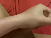 Wanking my hard cock whilst having a dildo inside me 
