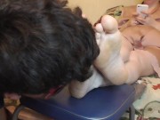 A man kisses his wife's feet while she chatting with lover and shares intimate photos with him 14/16