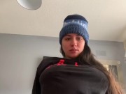 CUTE GIRL IN BEANIE AND ANKLE SOCKS GAGS ON COCK AND GETS DEEPSTROKED 6/16