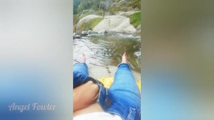 I walk by a Difficult path in the mountain's Forest for do something near the waterfall