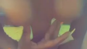 Ebony loves bouncing her big tits and flashing her pink pussy 