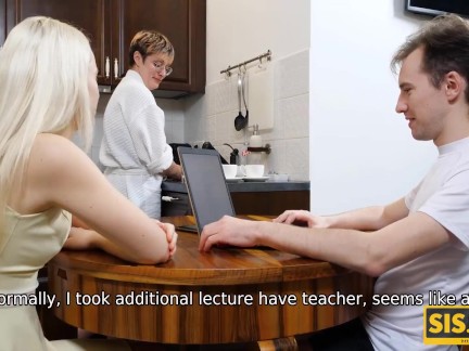 SISPORN Girl with playful eyes hides from stepmom for quick sex
