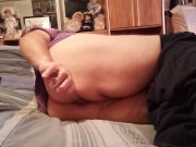 Anal glass dildo in manhole solo