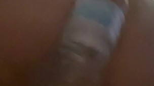 BBW shaking a water bottle with her ass 