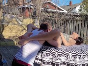 Eating n fucking my smoking neighbour hard in backyard public 11/16